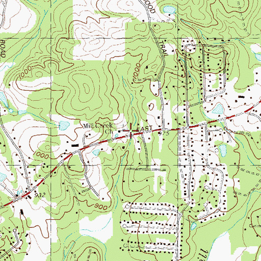 Topographic Map of Mill Creek Church, GA