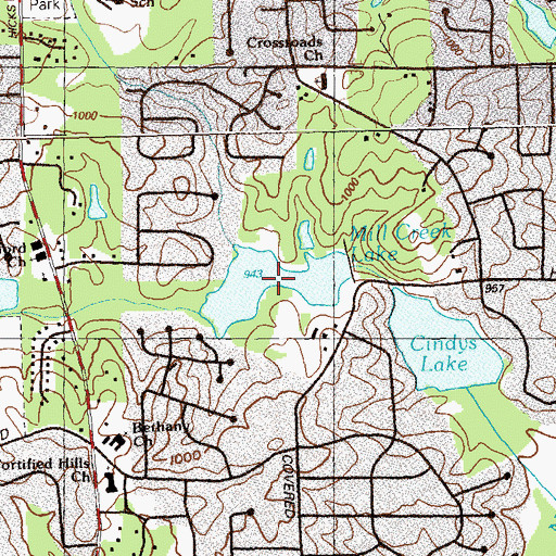 Topographic Map of Mill Creek Lake, GA