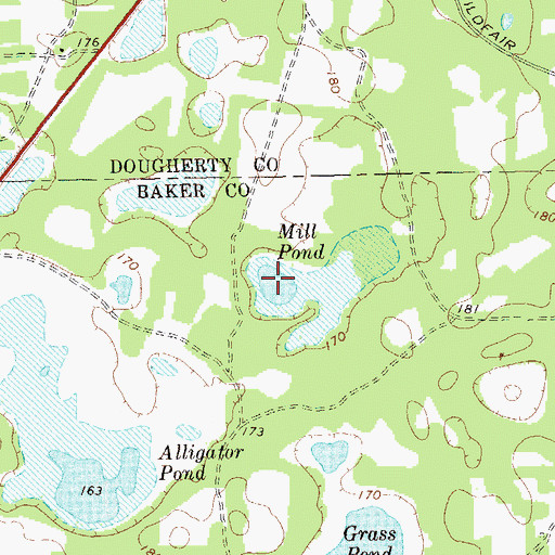 Topographic Map of Mill Pond, GA