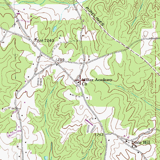Topographic Map of Miller Academy Church, GA