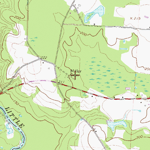 Topographic Map of Miller Cemetery, GA