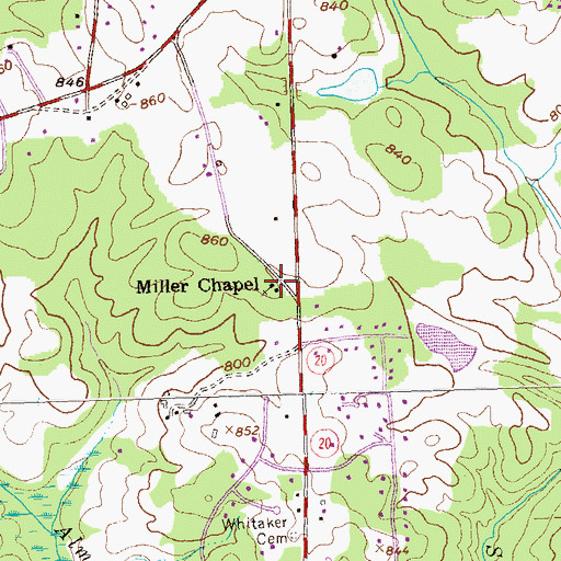 Topographic Map of Miller Chapel, GA