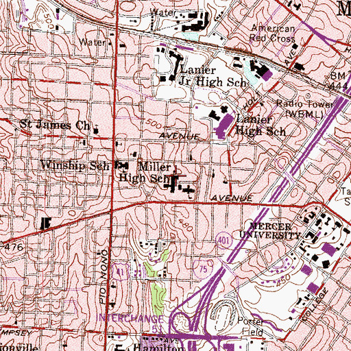 Topographic Map of Miller Middle School, GA