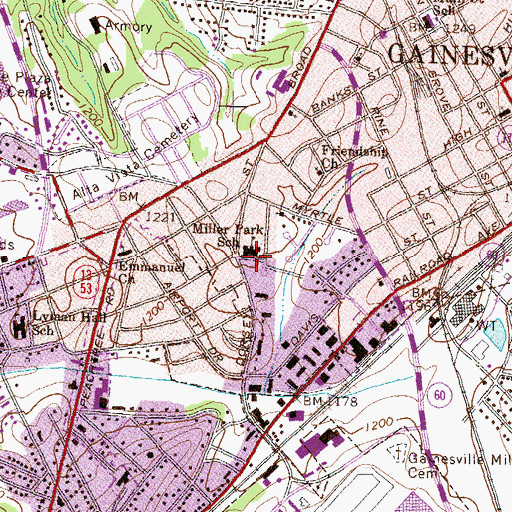 Topographic Map of Miller Park School, GA
