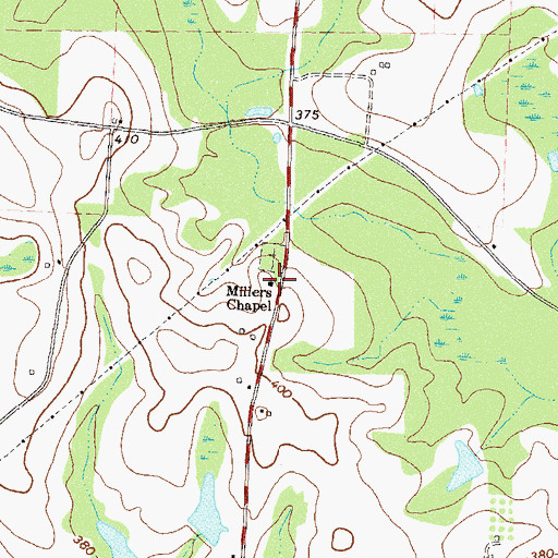 Topographic Map of Millers Chapel, GA