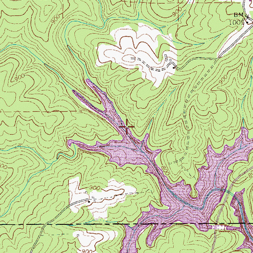 Topographic Map of Milligan Creek, GA
