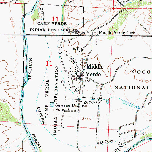 Topographic Map of Middle Verde, AZ
