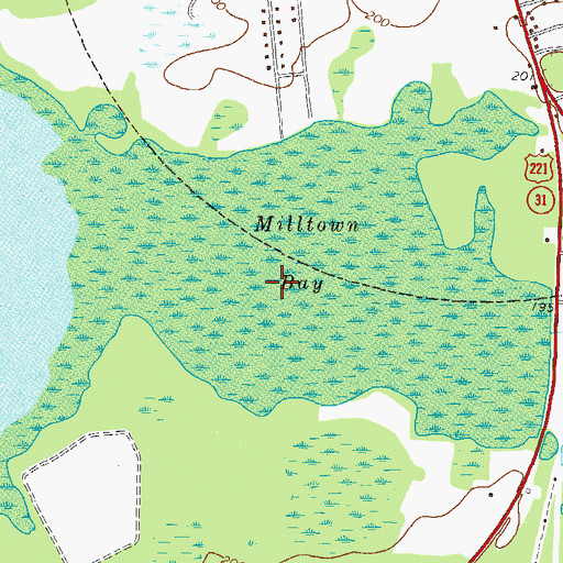 Topographic Map of Milltown Bay, GA