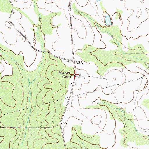 Topographic Map of Milner Cemetery, GA