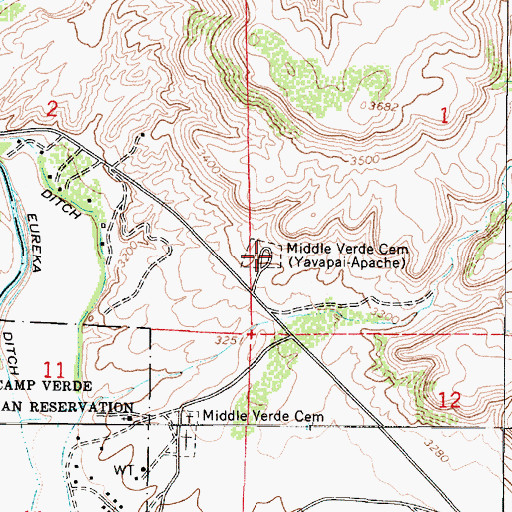 Topographic Map of Middle Verde Yavapai - Apache Cemetery, AZ