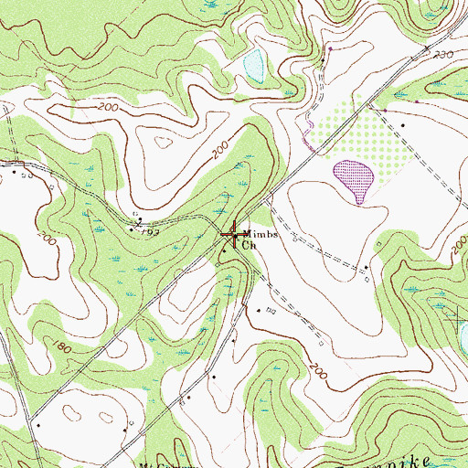 Topographic Map of Mimbs Church, GA