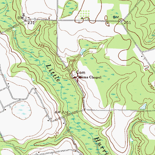 Topographic Map of Mims Chapel, GA