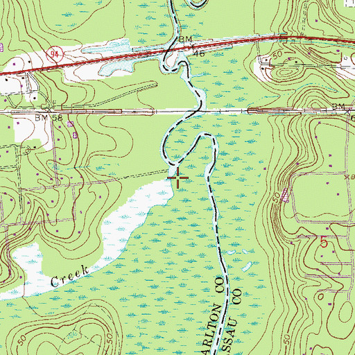 Topographic Map of Mims Creek, GA