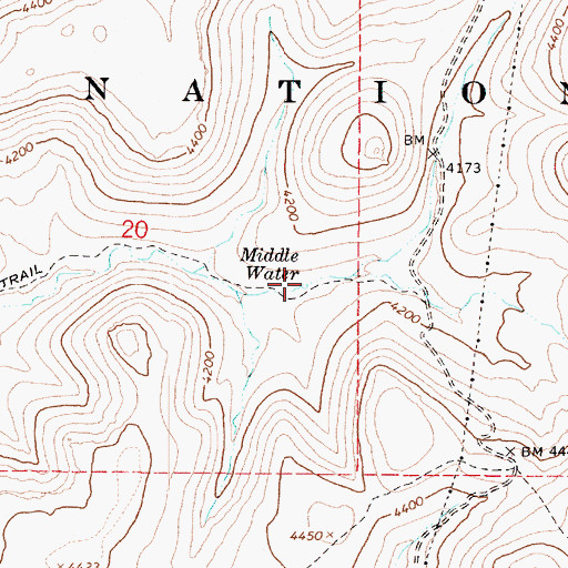 Topographic Map of Middle Water, AZ