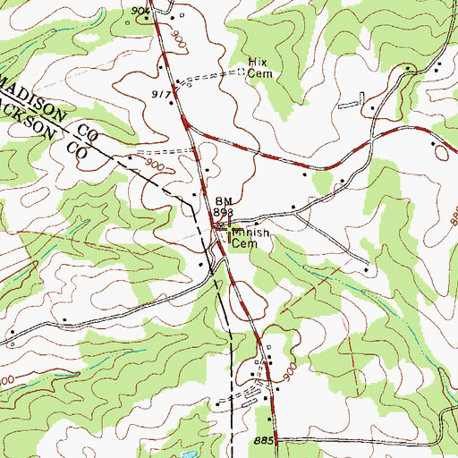 Topographic Map of Minish Cemetery, GA