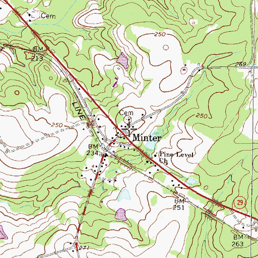 Topographic Map of Minter, GA