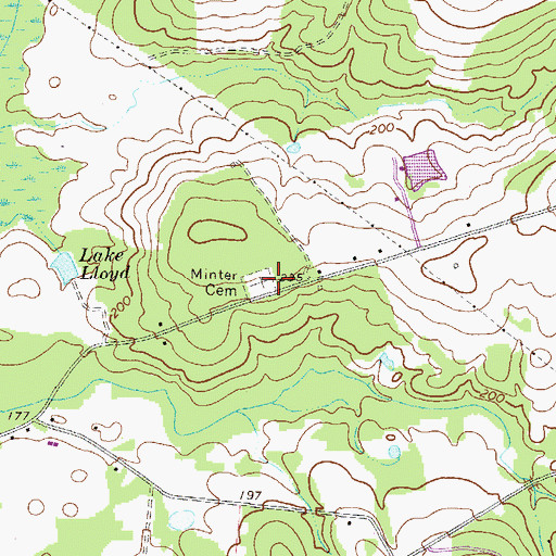 Topographic Map of Minter Cemetery, GA
