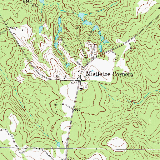Topographic Map of Mistletoe Corners, GA
