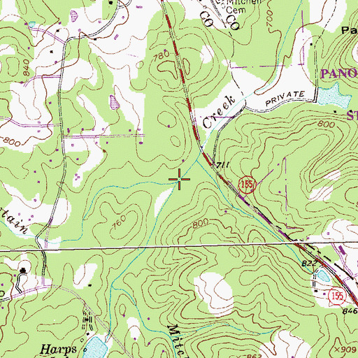 Topographic Map of Mitchell Branch, GA