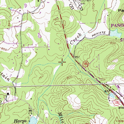 Topographic Map of Mitchell Branch, GA