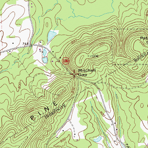 Topographic Map of Mitchell Gap, GA
