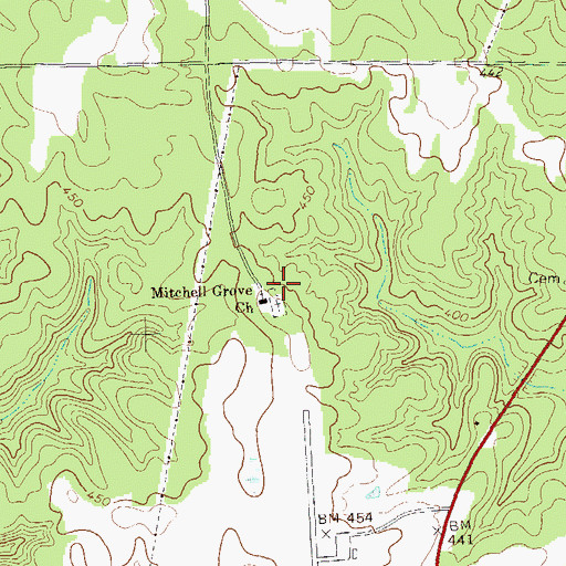 Topographic Map of Mitchell Grove Church, GA