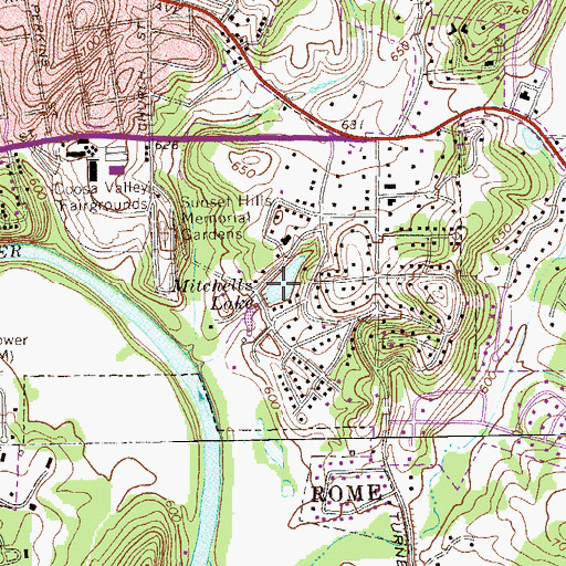 Topographic Map of Mitchells Lake, GA