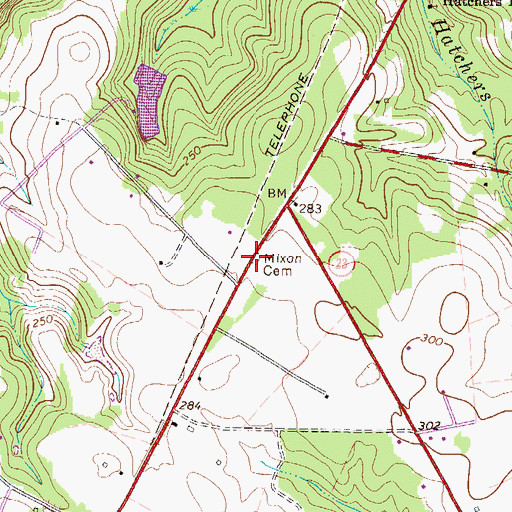 Topographic Map of Mixon Cemetery, GA
