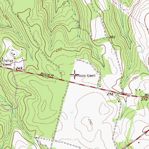 Topographic Map of Mixon Cemetery, GA