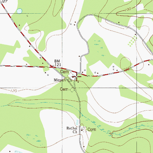 Topographic Map of Mizpah Church, GA