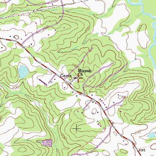 Topographic Map of Mizpah Church, GA