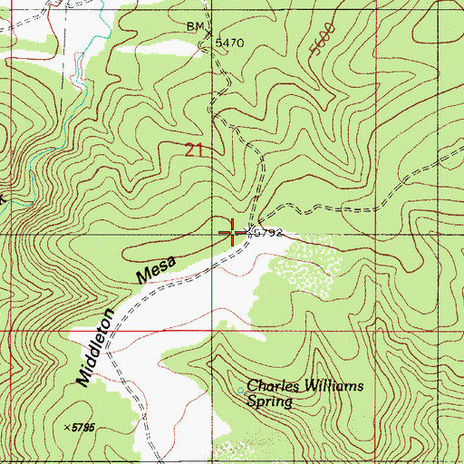 Topographic Map of Middleton Mesa, AZ