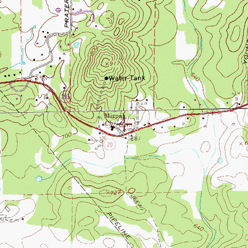 Topographic Map of Mizpah Church, GA