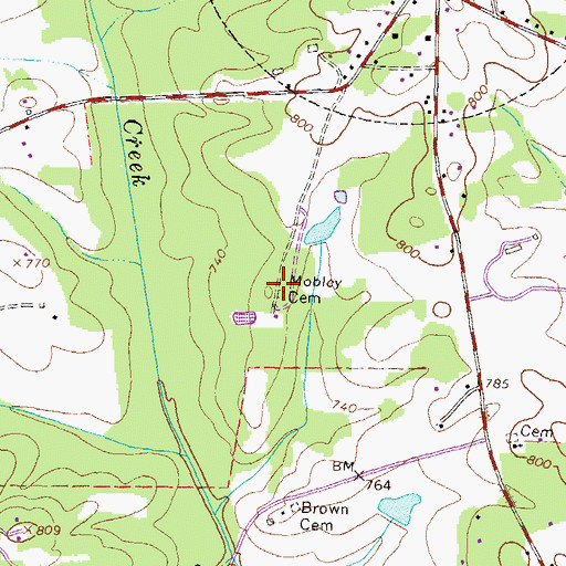 Topographic Map of Mobley Cemetery, GA