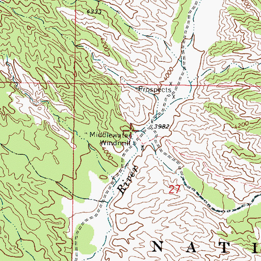 Topographic Map of Middlewater Creek, AZ