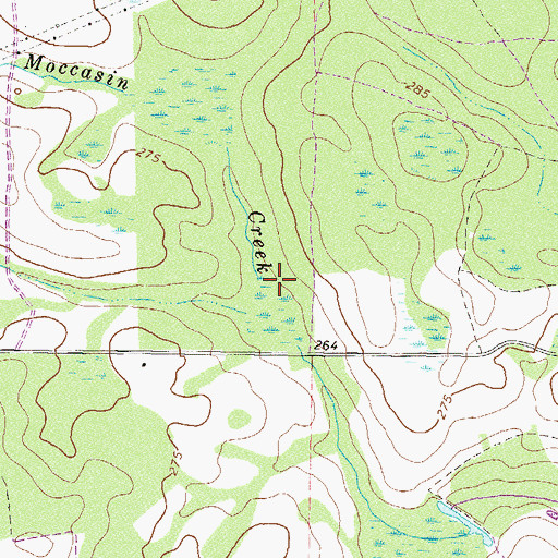 Topographic Map of Moccasin Creek, GA