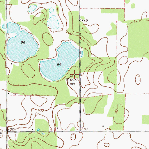 Topographic Map of Mock Cemetery, GA