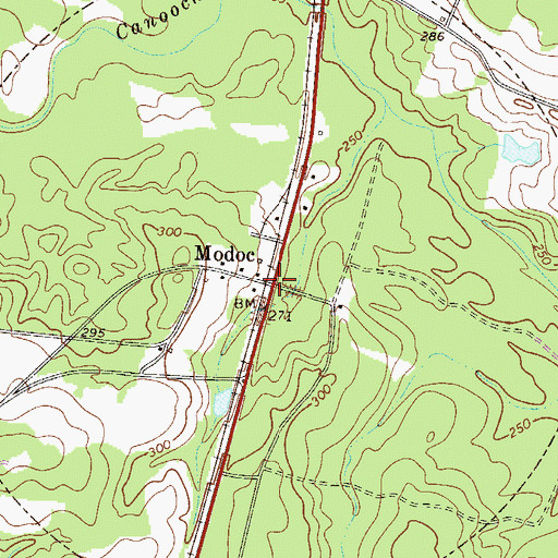 Topographic Map of Modoc, GA