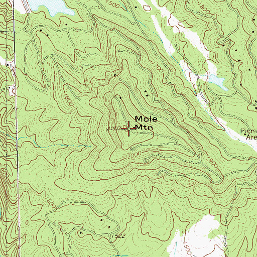Topographic Map of Mole Mountain, GA