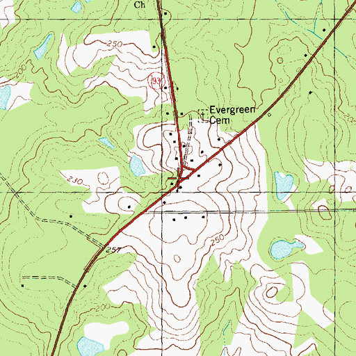 Topographic Map of Moncriefs Store, GA