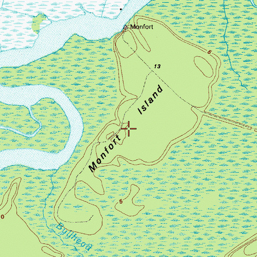 Topographic Map of Monfort Island, GA