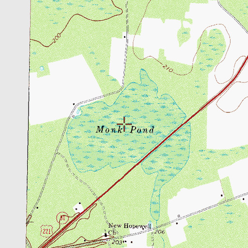 Topographic Map of Monk Pond, GA