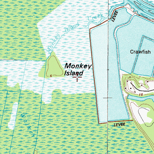 Topographic Map of Monkey Island, GA