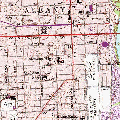 Topographic Map of Dougherty County Trainable Mental Retarded Center, GA