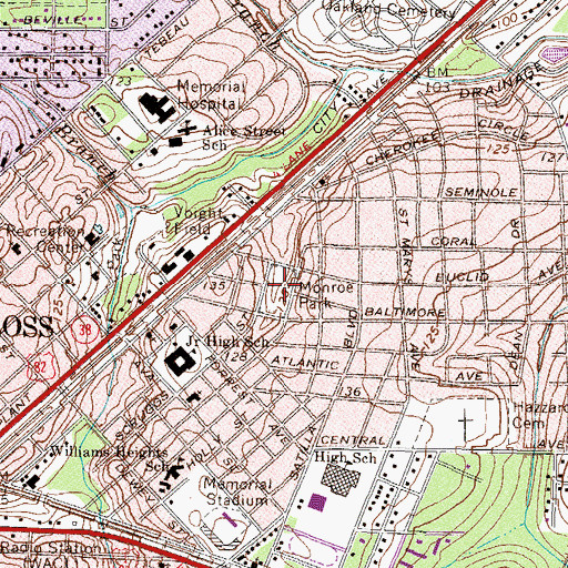 Topographic Map of Monroe Park, GA