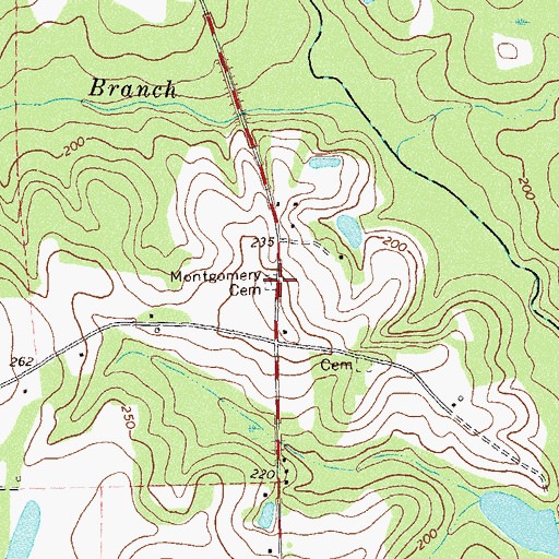 Topographic Map of Montgomery Cemetery, GA