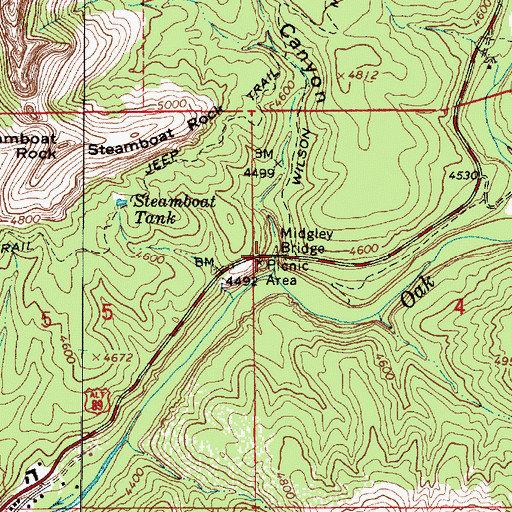 Topographic Map of Midgley Bridge, AZ