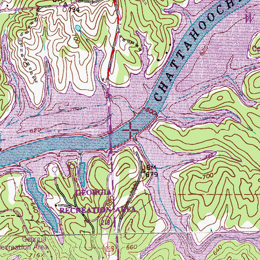 Topographic Map of Moody Bridge, GA