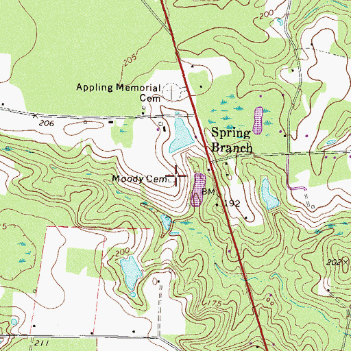 Topographic Map of Moody Cemetery, GA