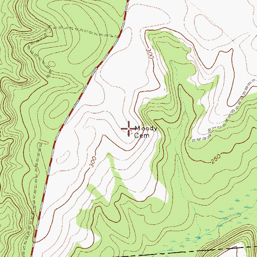 Topographic Map of Moody Cemetery, GA